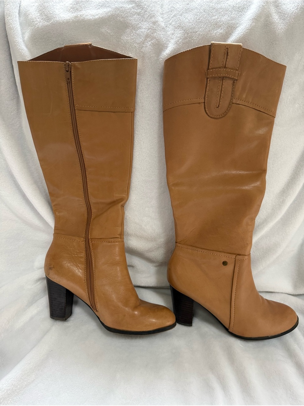 Classic Tall Leather Boots in Tan